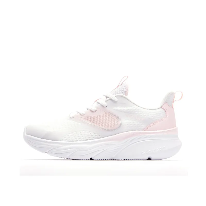 QIAODAN Step By Step Wear-Resistant Slip-Resistant Low-Top Running Shoes Women's White Pink-0