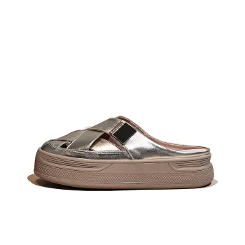 Junjali Rubber Sole Stitching Leather Patchwork Slip Resistant Abrasion Resistant Closed Toe Slippers Women's