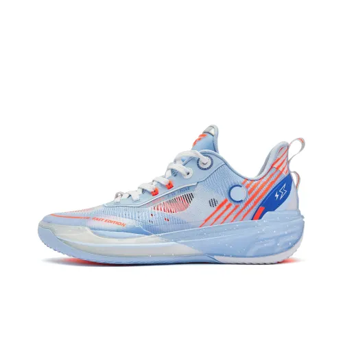 QIAODAN FE2.0 Basketball Shoes Men Low-Top Glacier Blue Shimmering Orange