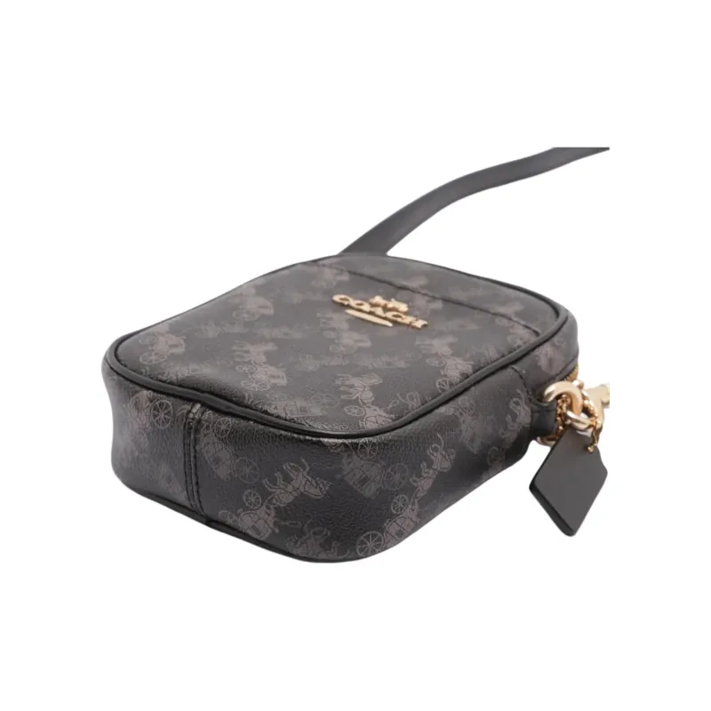 COACH Phoebe Artificial Leather Cell Phone Pouch, Shoulder Bag, Crossbody Bag Mini Women's Black-4