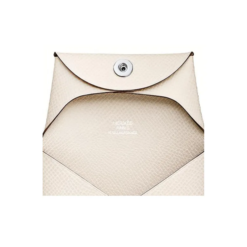 HERMES Epsom Calfskin Card Holder, Coin Purse Women's 10 Craie Milkshake White-3