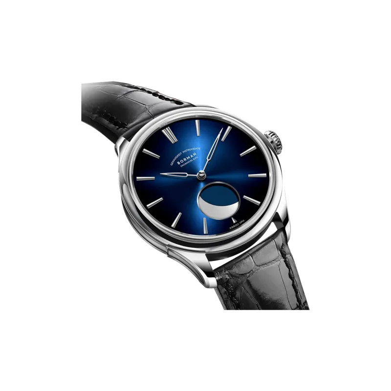 BORMAN Automatic Mechanical Movement Genuine Leather Strap Watch Men's Watches Black Dial-1