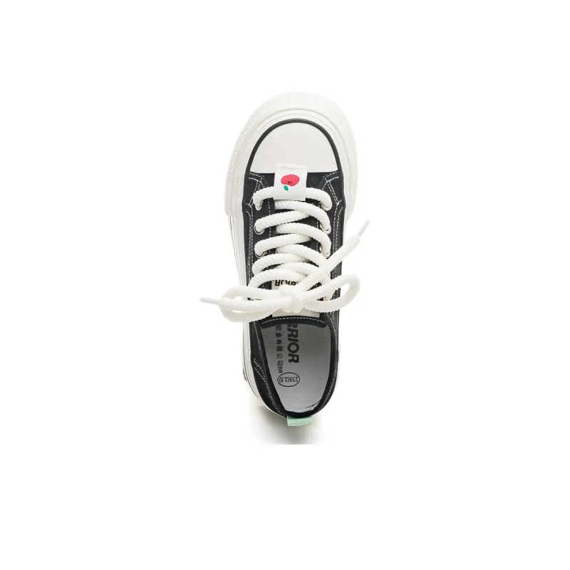 Warrior Height Increasing Slip Resistant Low Top Canvas Shoes Women's Black-3