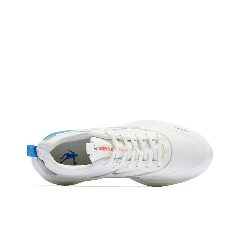 QIAODAN Anti Slip Wear Resistant Low Top Running Shoes Men's White Blue-3