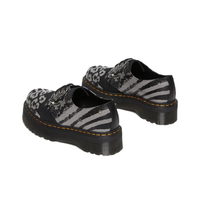 Dr. Martens 1461 Animal Clash Leather & Suede Platform Shoes 'Black Grey'-4