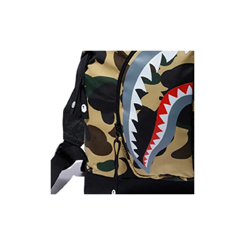 A BATHING APE Nylon Fabric Backpack Regular Unisex Camouflage Yellow-5