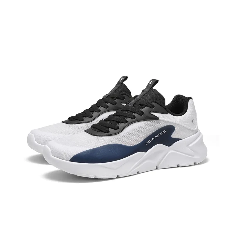 QIAODAN Slip-Resistant Cushioning Low-Top Running Shoes Men's White Black-4