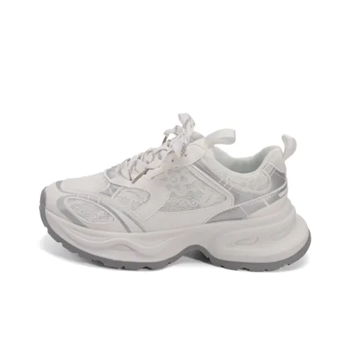 RENBEN Chunky Sneakers Women's Low-Top White Gray