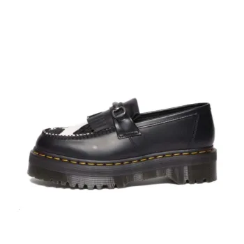 Dr.Martens Adrian Snaffle Hair On & Leather Cow Print Kiltie Loafers 'Black' Women's