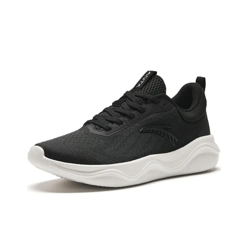 Anta Abrasion Resistant Slip Resistant Low Top Training Running Shoes Women's Black White-1