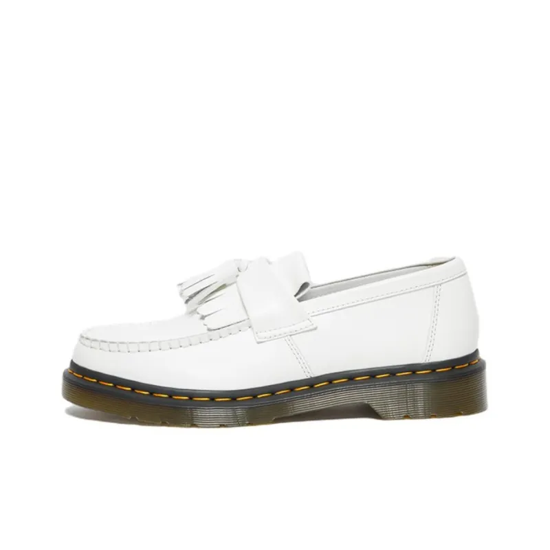 Dr.Martens Adrian Yellow Stitch Leather Tassel Loafers 'White'-0