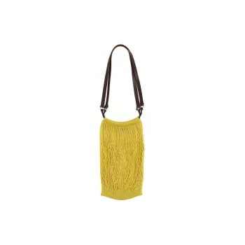 Lemaire Nylon With Leather Handbag, Shoulder Bag, Crossbody Bag Medium Size Women's Sunflower Yellow