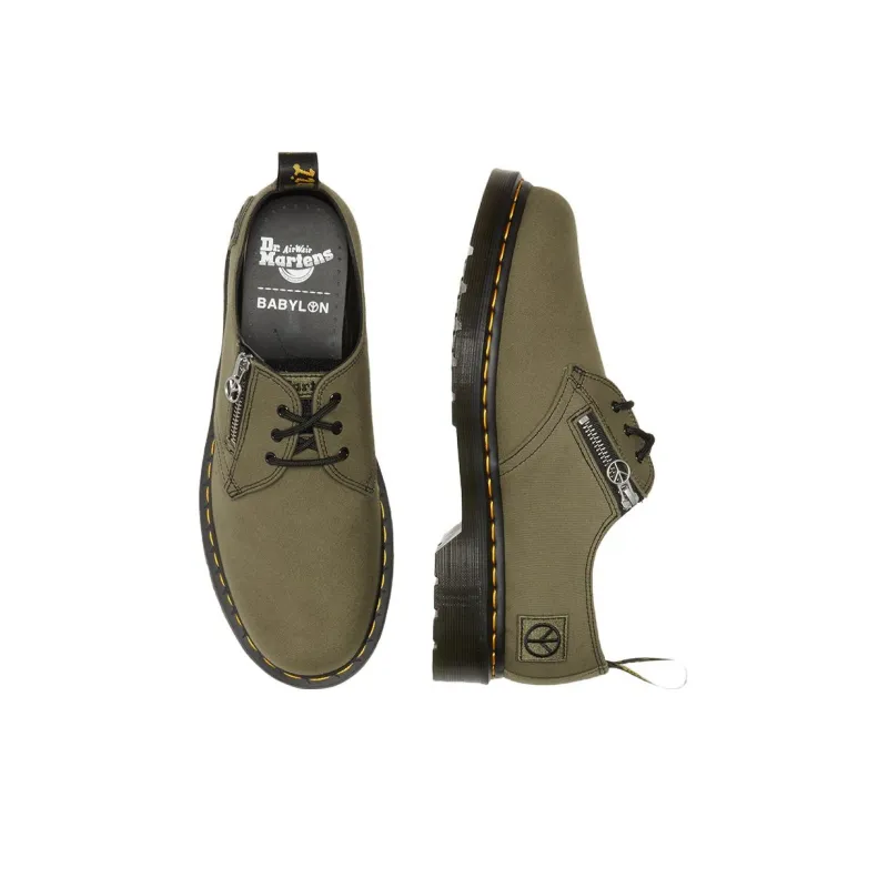 Dr.Martens X Babylon 1461 Canvas & Leather Oxford Shoes 'Black Olive'-3