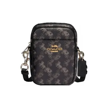COACH Phoebe Artificial Leather Cell Phone Pouch, Shoulder Bag, Crossbody Bag Mini Women's Black
