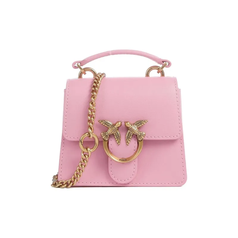 PINKO LOVE Series Cow Leather Shoulder Bag, Crossbody Bag, Handbag Micro Women's Rose Pink-1