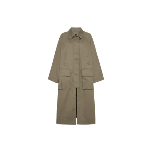 URBAN REVIVO Trench Coats Women's Khaki Gray