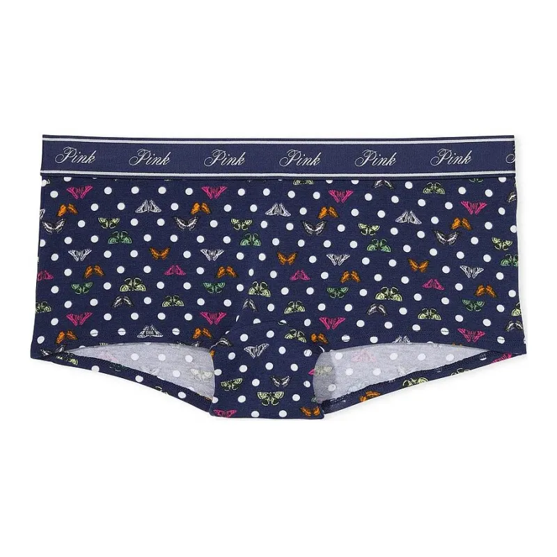 Victoria's Secret PINK LOGO COTTON BOYSHORT PANTY / MNBDP Underpants Women's 1 Pack Midnight Marine-0