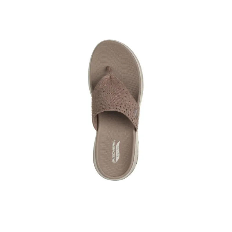 Skechers Go Walk Arch Fit Rhinestone Abrasion-Resistant Slip-Resistant Flip Flops Women's Taupe-3