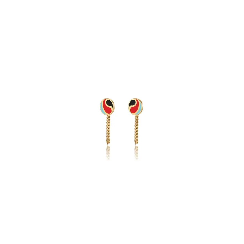 HEYUISLAND Copper Earrings Women's Gold & Brown-1