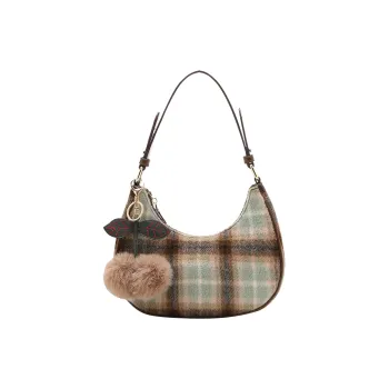 TTaG．baG Fleece Crescent Bag, Shoulder Bag, Portable Crossbody Bag, Shoulder Bag Regular Women's Khaki/Coffee