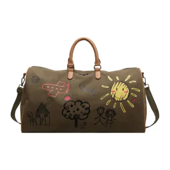 SWIMADE Canvas Bag, Portable Crossbody Bag, Travel Bag Unisex Black/Coffee/Green