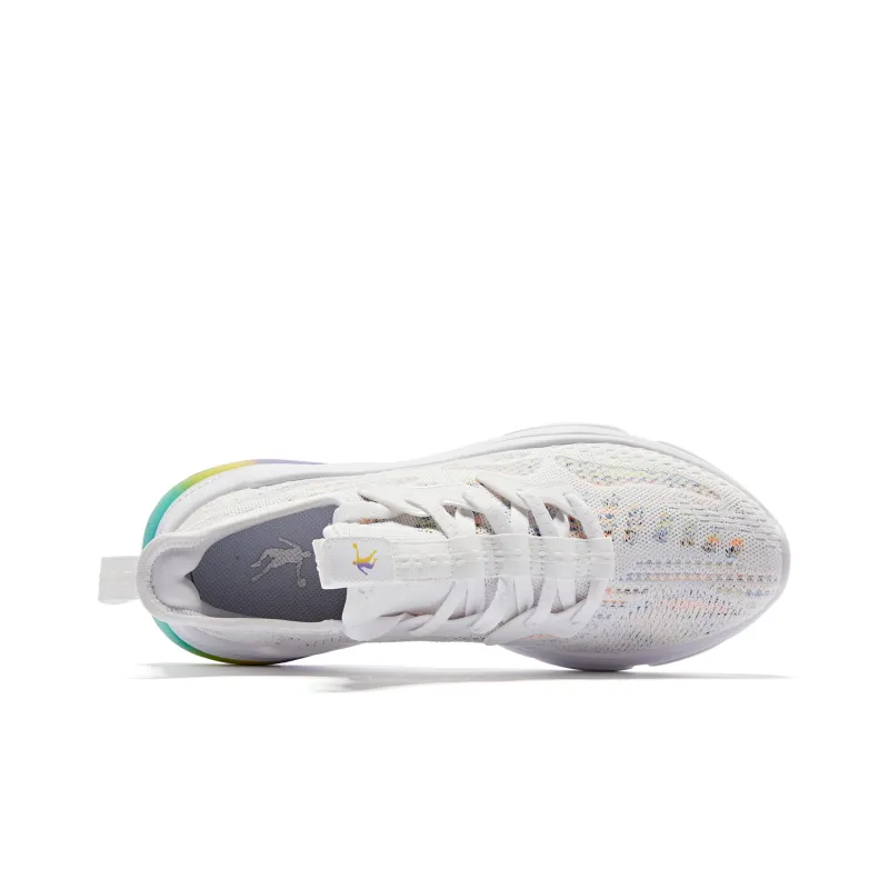QIAODAN Durable Breathable Low Top Running Shoes Men's White Blue-3