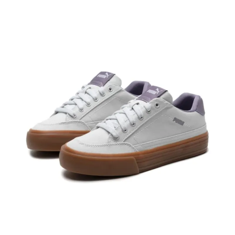 PUMA Court Classic Vulc Coverage Wear-Resistant Lightweight Low-Top Skateboard Shoes Women's White Purple-2