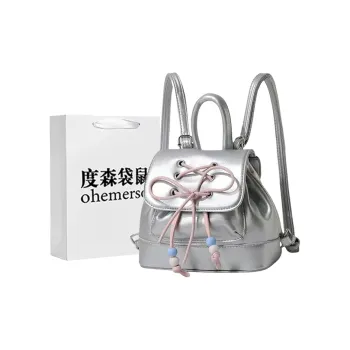 Dusen Kangaroo PU Backpack Regular Pink/Silver/Black/White