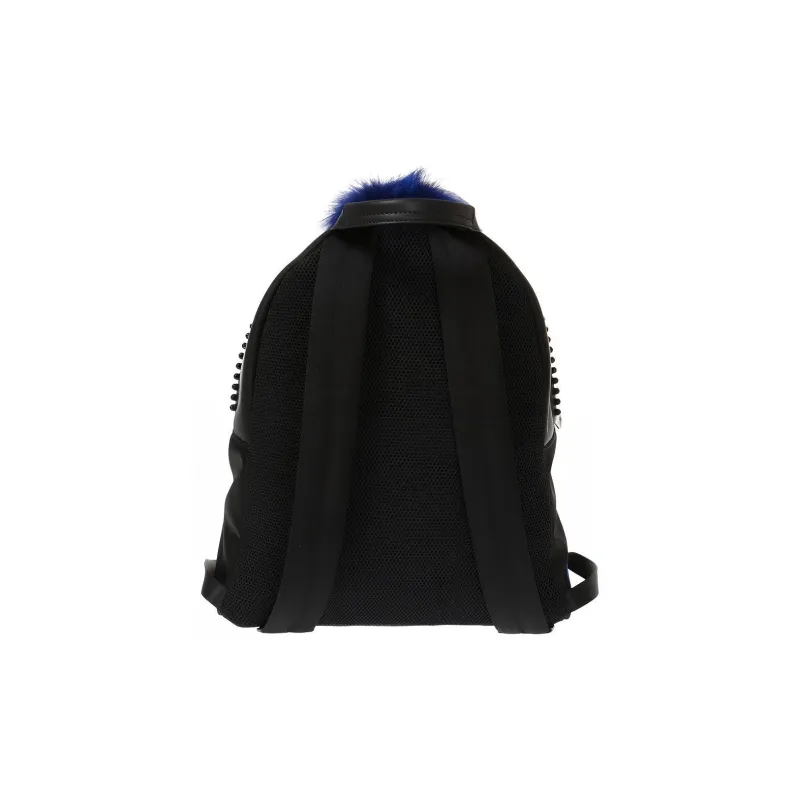 FENDI Leather Backpack Regular Men's Black/Blue-1