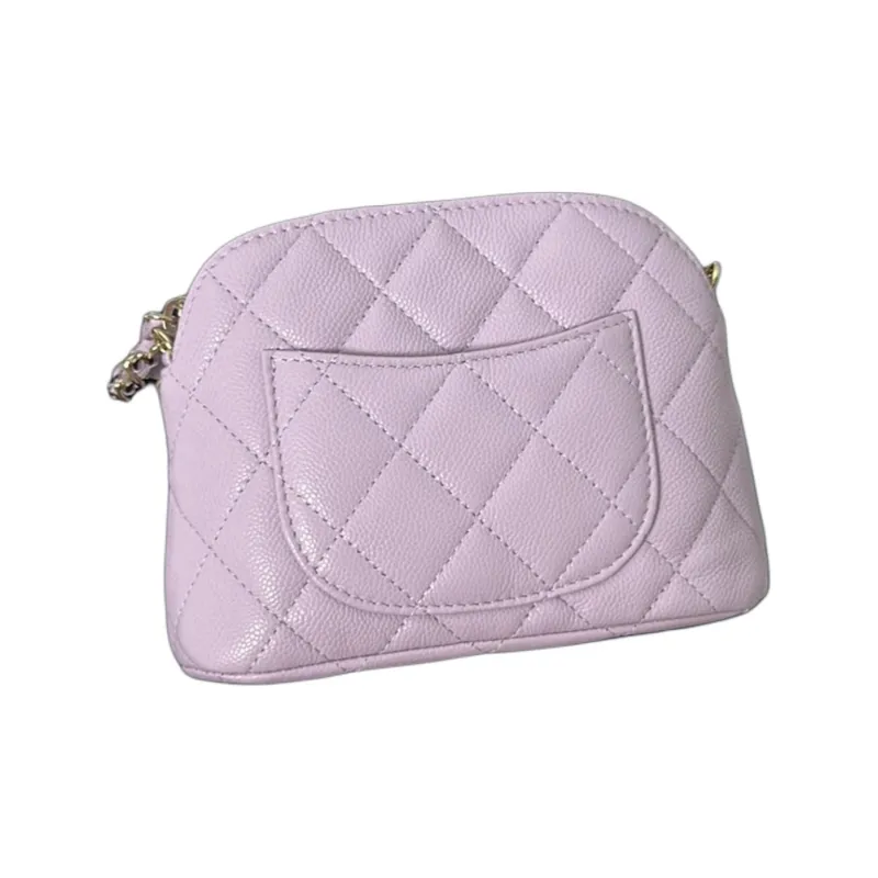 CHANEL Calfskin Shoulder Bag, Crossbody Bag Women's Light Purple-2