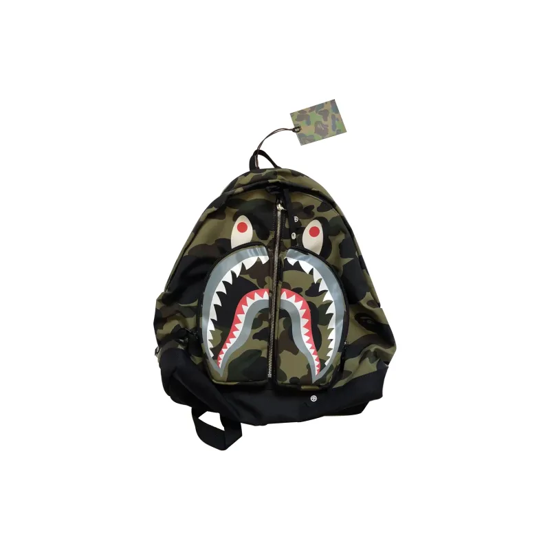 A BATHING APE Nylon Fabric Backpack Regular Unisex Camouflage Yellow-1