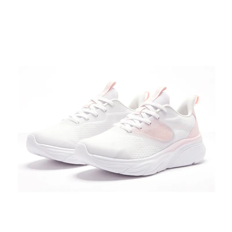 QIAODAN Step By Step Wear-Resistant Slip-Resistant Low-Top Running Shoes Women's White Pink-2