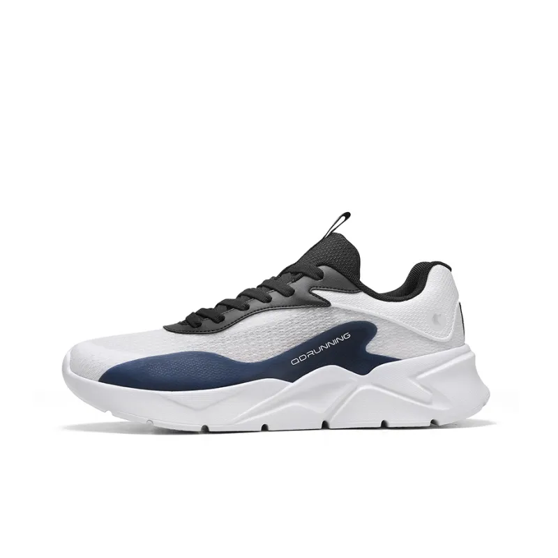 QIAODAN Slip-Resistant Cushioning Low-Top Running Shoes Men's White Black-0