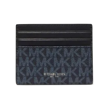 MICHAEL KORS Greyson Artificial Leather Card Holder Trumpets Men's Blue