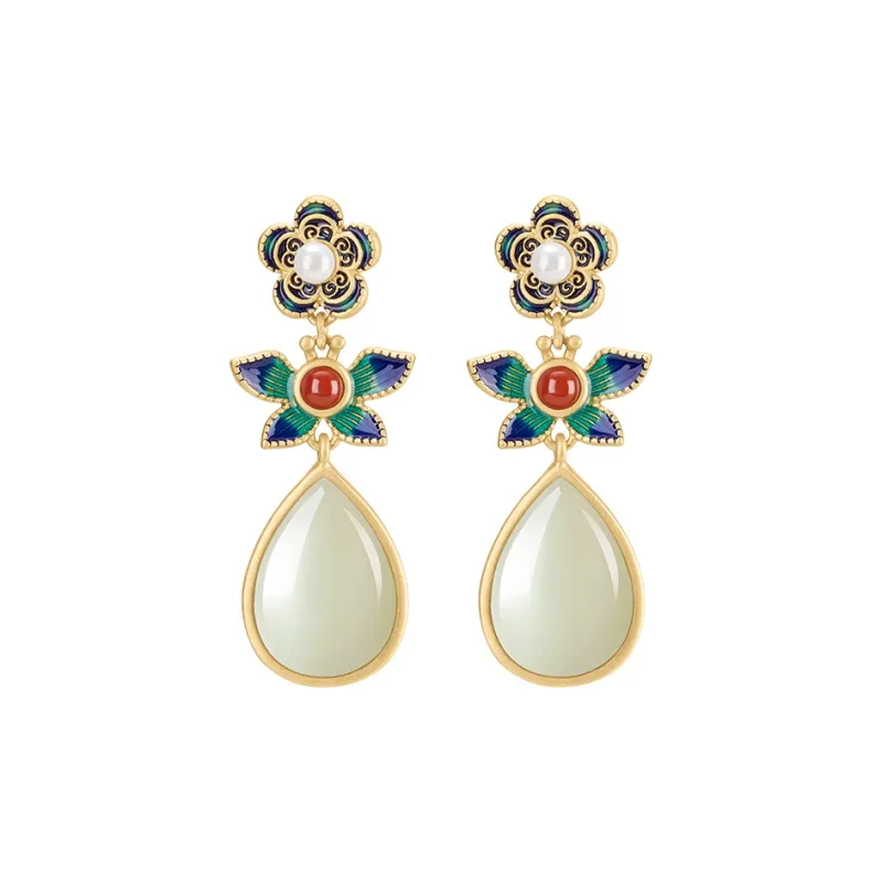 MAMADESHOUHU Earrings Pale Greenish White Jade Women's-1