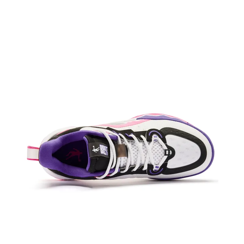 QIAODAN Cushioning Anti Slip And Wear Resistant Low Top Basketball Shoes Men's White Pink-3