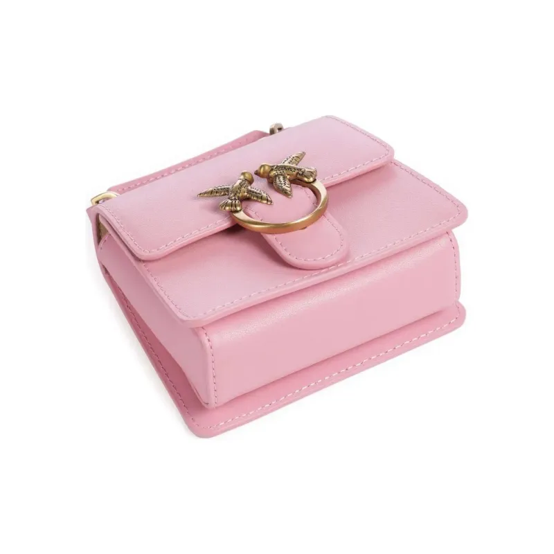 PINKO LOVE Series Cow Leather Shoulder Bag, Crossbody Bag, Handbag Micro Women's Rose Pink-3