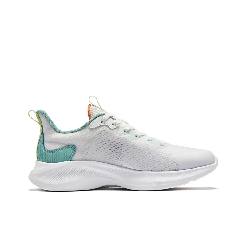 QIAODAN Slip Resistant Low Top Running Shoes Men's White Green-1
