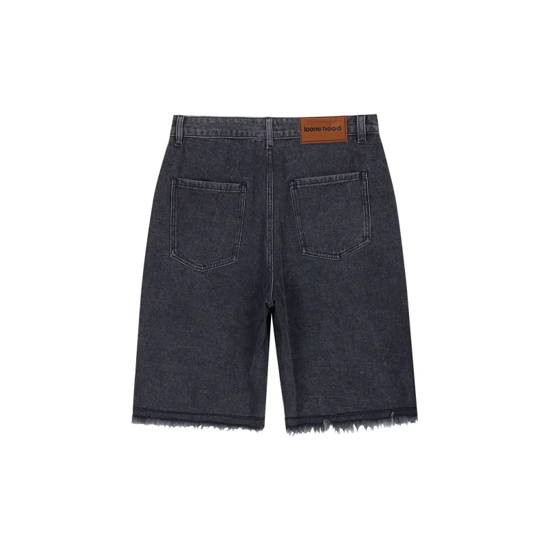 ICONS Lab Denim Shorts Unisex Washed Black-1