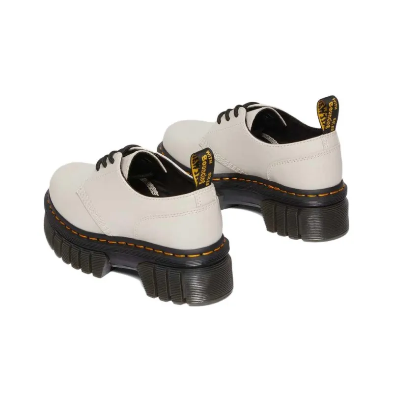 Dr. Martens Audrick Nappa Leather Platform Shoes 'Cobblestone Grey' Women's-3