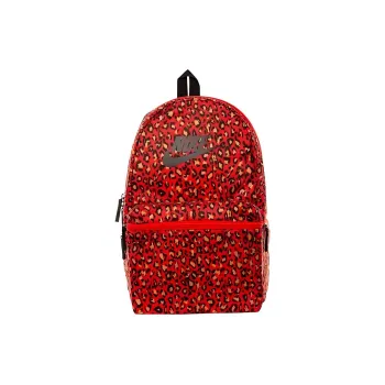 Nike Polyester Backpack Regular Unisex Red Leopard Print