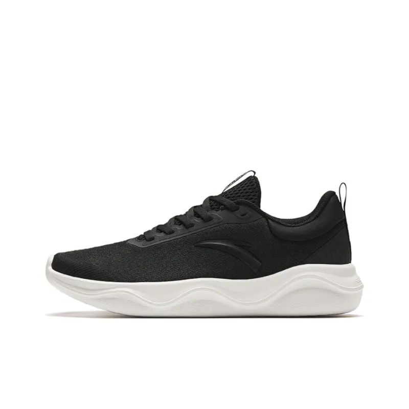 Anta Abrasion Resistant Slip Resistant Low Top Training Running Shoes Women's Black White-0