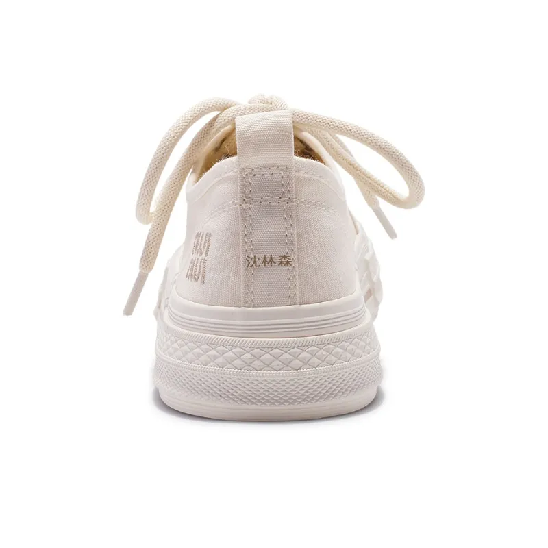 Shen Linsen Anti Slip Wear Resistant Low Top Canvas Shoes Women's Beige-5