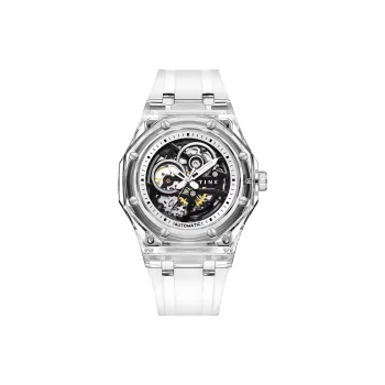TINE Automatic Mechanical Movement Rubber Strap Watch Unisex White Dial