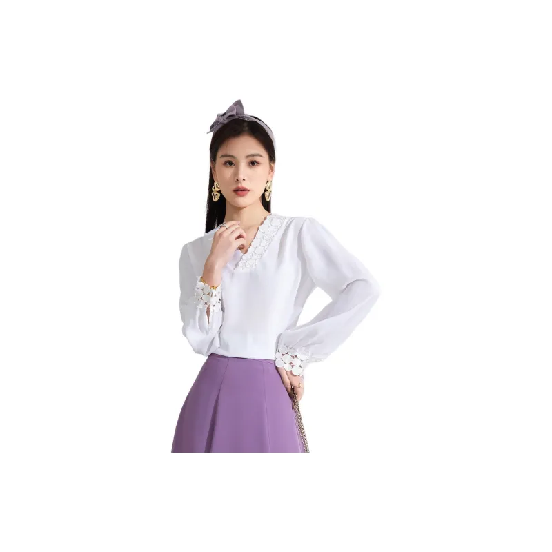 CARBAMMI Chiffon Shirts Women's White-1