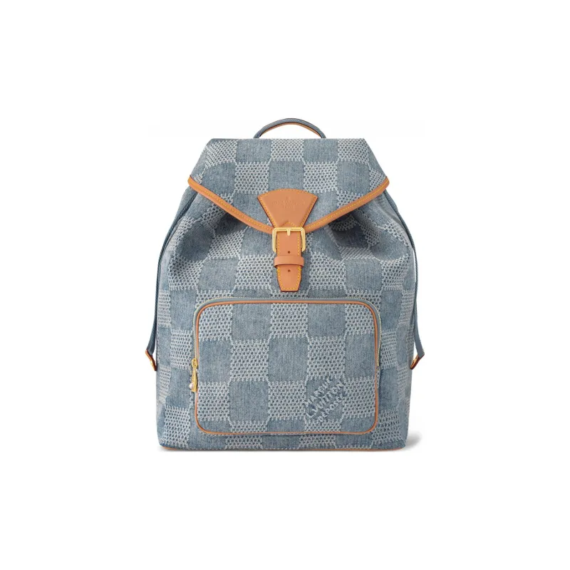 LOUIS VUITTON Montsouris Backpack Damier Denim 3D Blue Denim-0