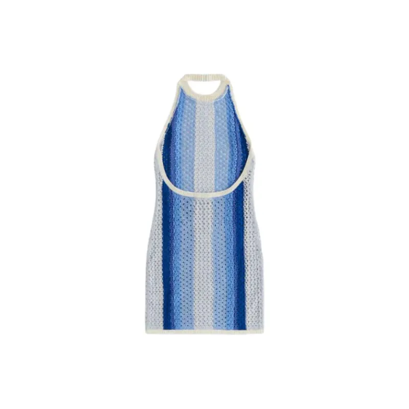 KITH Women's 2024 Summer Collection SS24 Crochet Knit Anya Mini Dress Sleeveless Dress Women's Blue-1