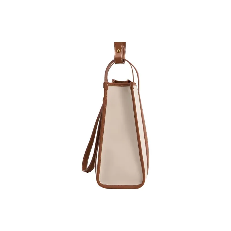 VENOF Cow Leather Tote Bag, Shopping Bag, Canvas Bag, Commute, Portable, One Shoulder Regular Women's White-3