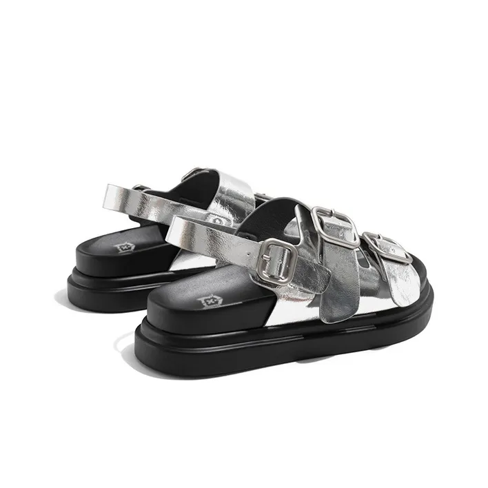 Old Meow One Strap Sandals 4.5cm Women's Silver-2