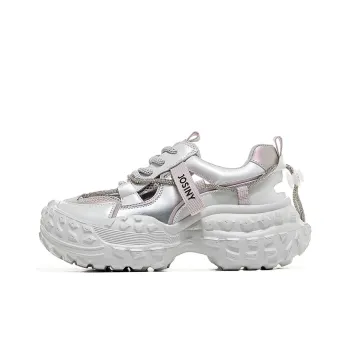 JOSINY Slip Resistant, Abrasion Resistant, Breathable Low Top Chunky Sneakers Women's Gray